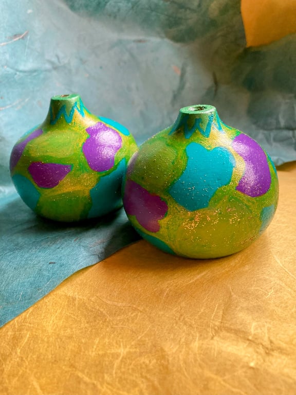 Up cycled hand painted wooden incense holders