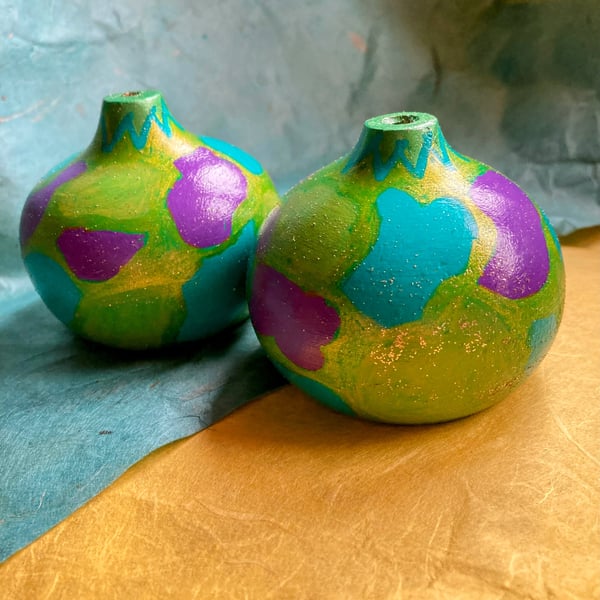 Up cycled hand painted wooden incense holders