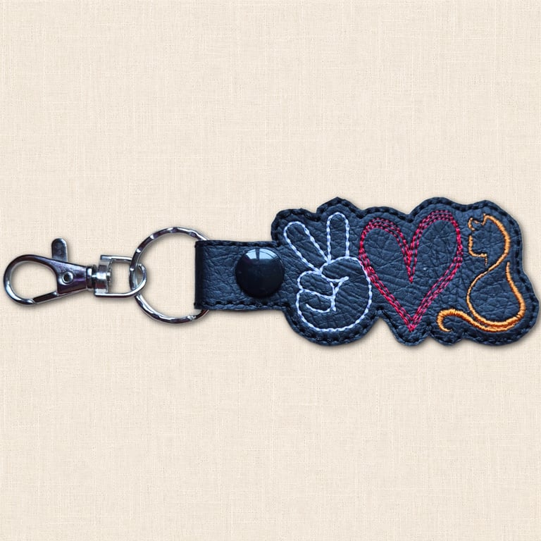 Cat Keyring - Peace Love Cats Bag Charm