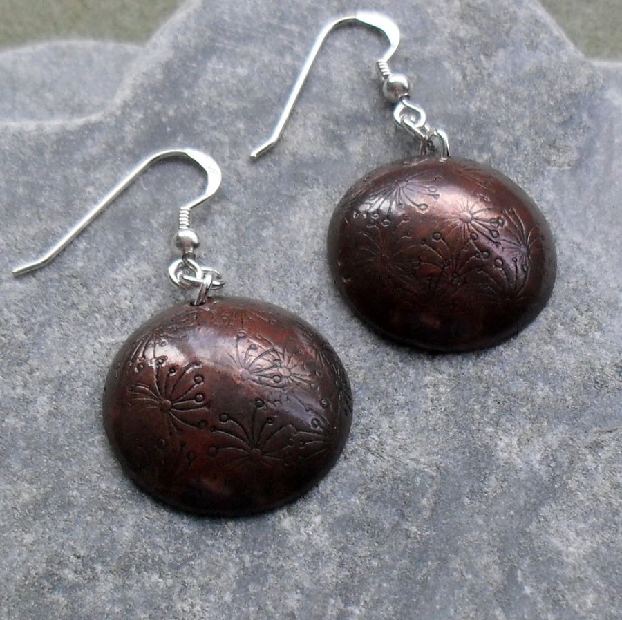  Copper Earrings With Sterling Silver Ear Wires  Dandelion  