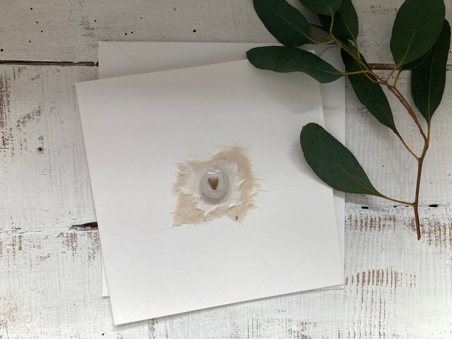 Handmade ceramic Gift card, valentines day, blank greetings card, Loveheart card