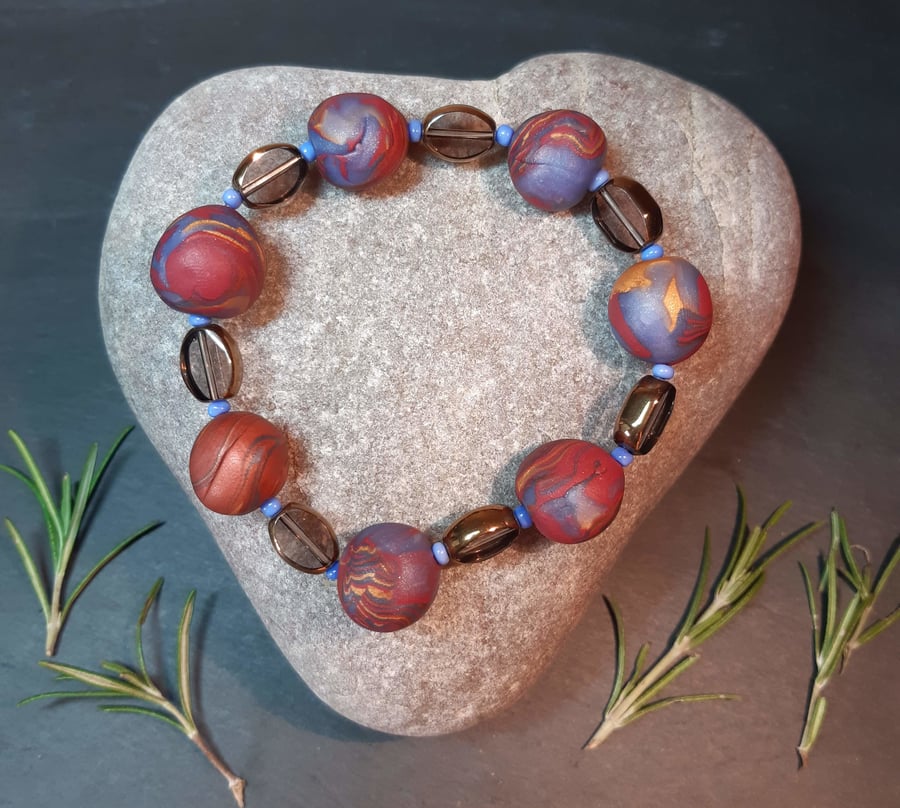 Unique polymer clay bracelet