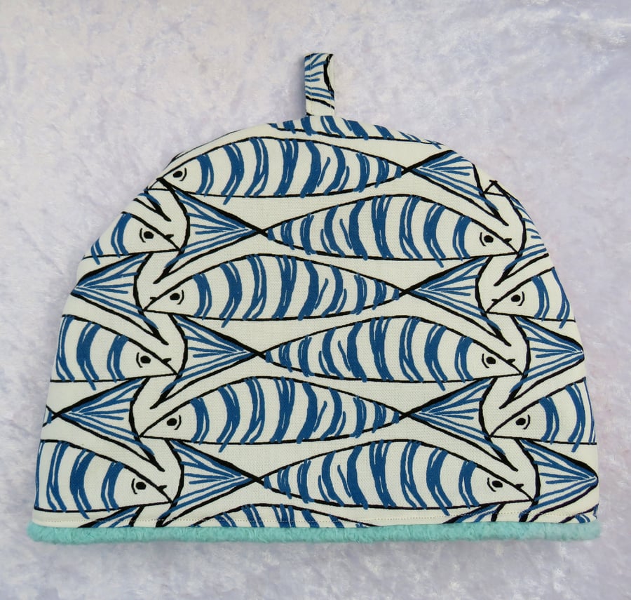   Tea cosy, to fit a 3 cup teapot, nautical, fish