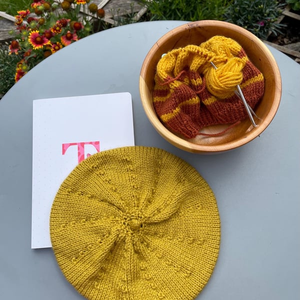 Hand knit beret