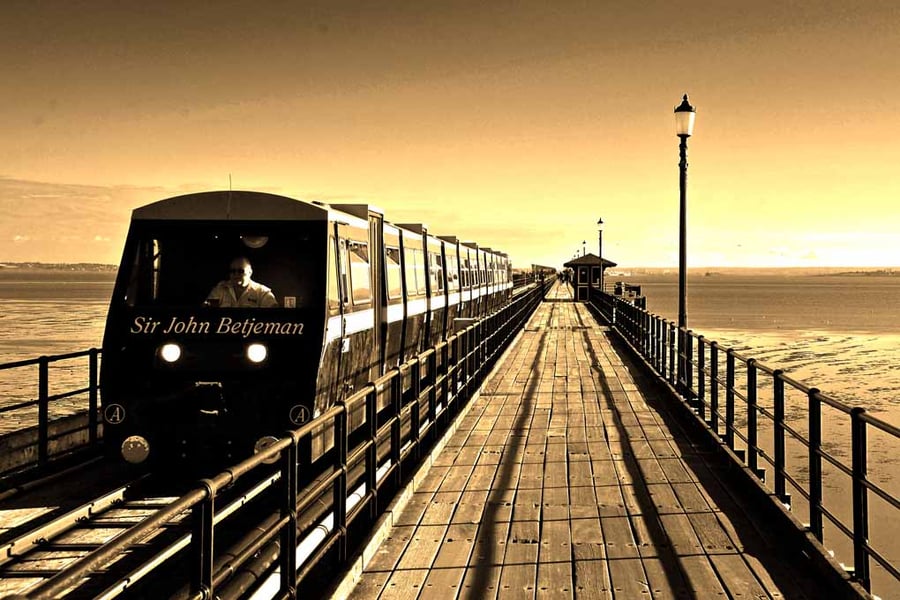 Southend on Sea Pier And Railway Train Essex UK 18"x12" Print