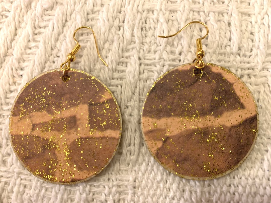 Wooden Earrings Bricks and Mortar Sand Building Materials Double Sided Hooks