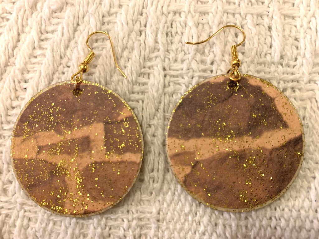 Wooden Earrings Bricks and Mortar Sand Building Materials Double Sided Hooks
