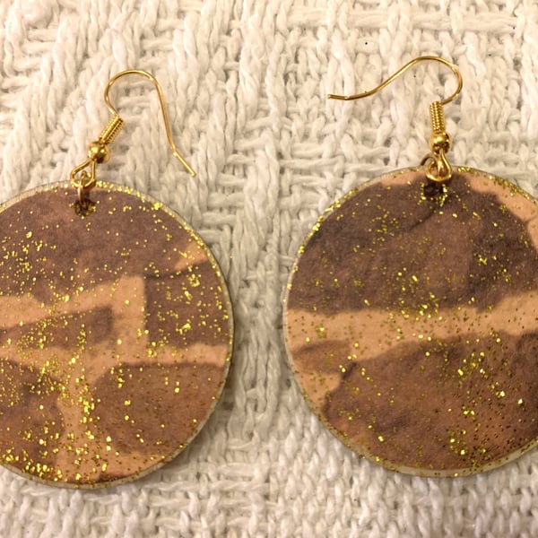 Wooden Earrings Bricks and Mortar Sand Building Materials Double Sided Hooks