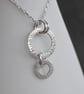 Silver Ring Necklace Pendant, Hammered Silver with Shimmer Texture - Image 2