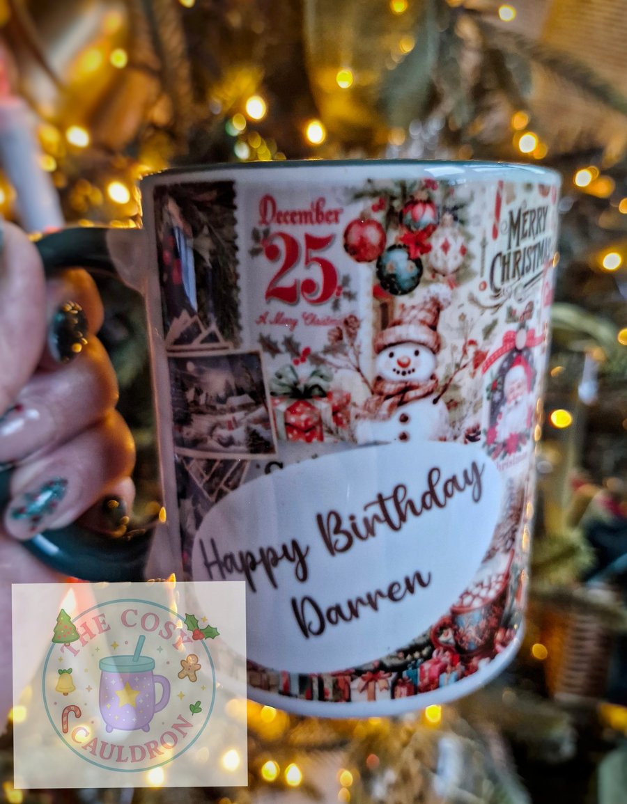 Personalised vintage christmas mug 