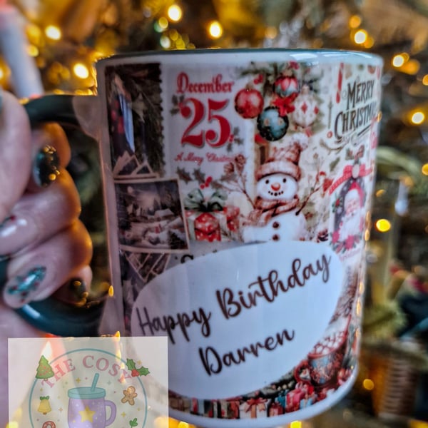 Personalised vintage christmas mug 