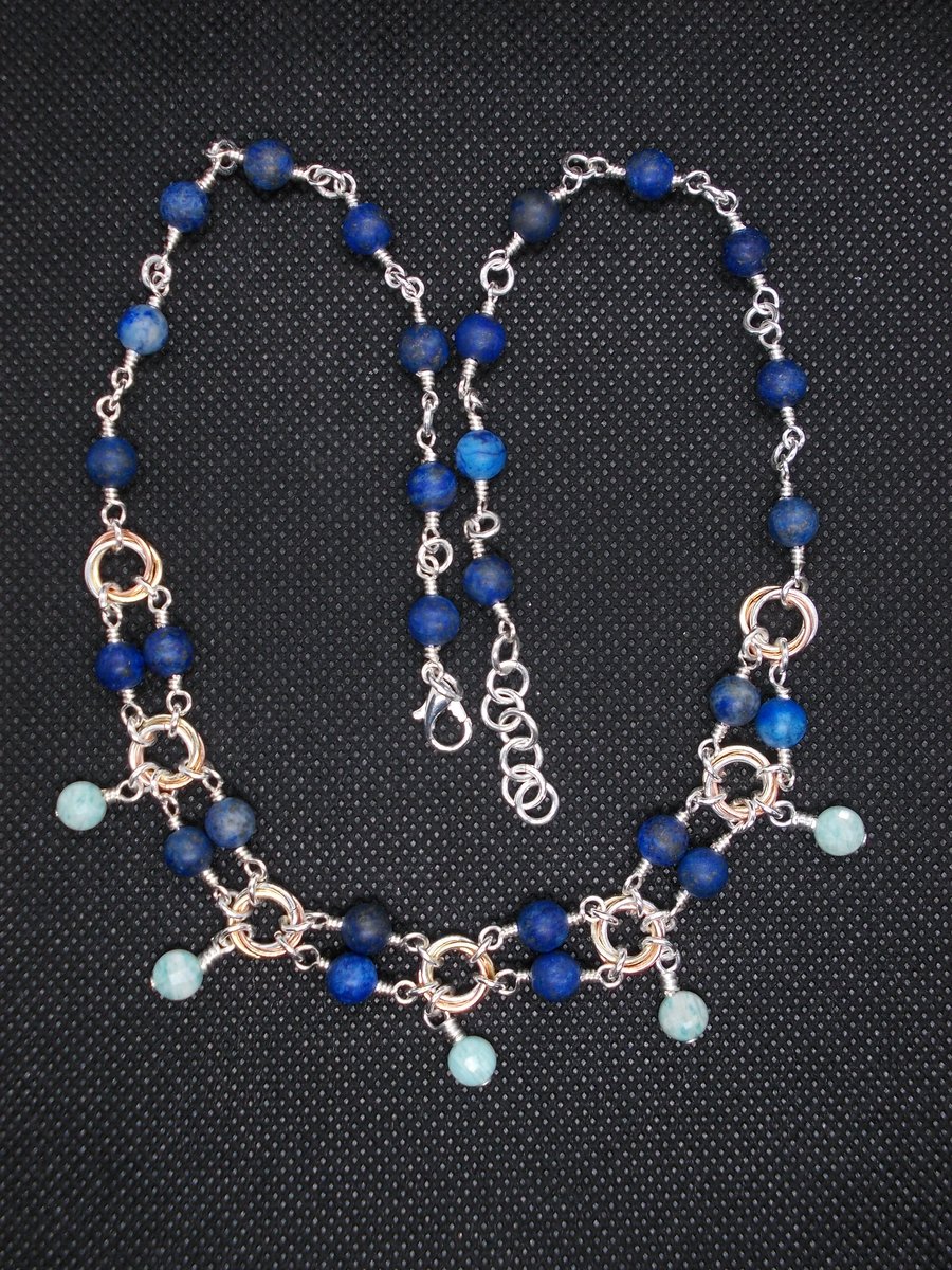 SALE - Lapis Lazuli and amazonite necklace