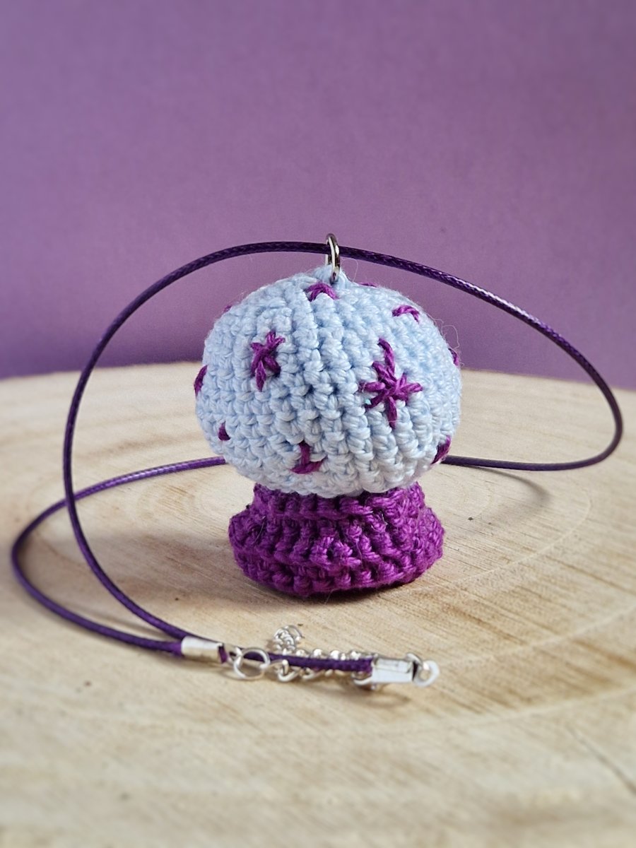 Crystal Ball Pendant Halloween Necklace Witch Jewellery Goth Accessory