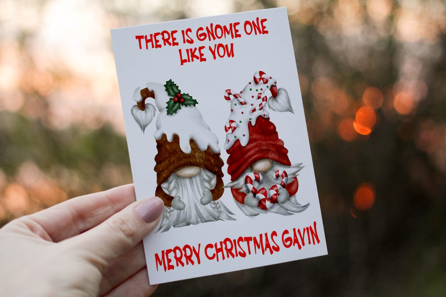 There Is Gnome One Like You Christmas Card, Custom Christmas Card