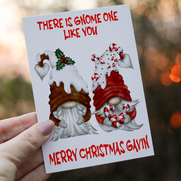 There Is Gnome One Like You Christmas Card, Custom Christmas Card