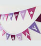 Felt Happy Birthday Bunting in Purple Tones: Reusable Party Banner - Image 6