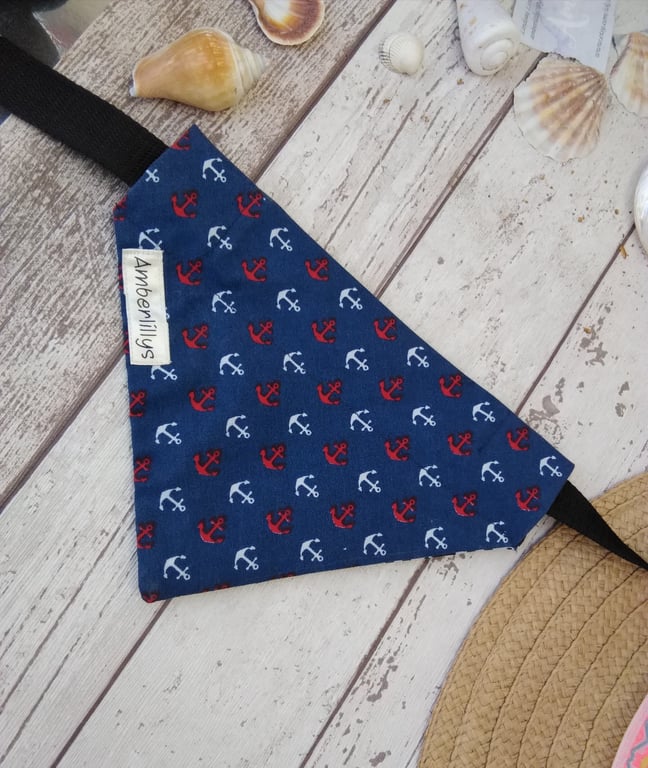 Dog Bandana Small Nautical Over the Collar 