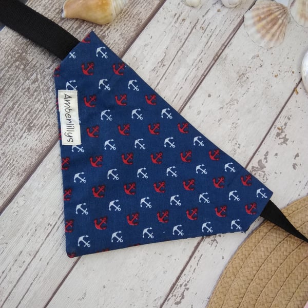 Dog Bandana Small Nautical Over the Collar 