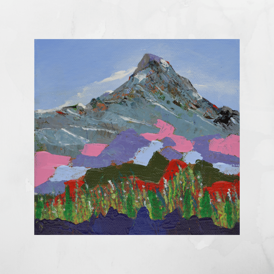A Small Acrylic Painting of a Scottish Mountain. Ready to hang.