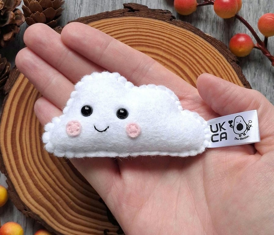 Cloud pocket hug, hand sewn felt plush, letterbox gift 
