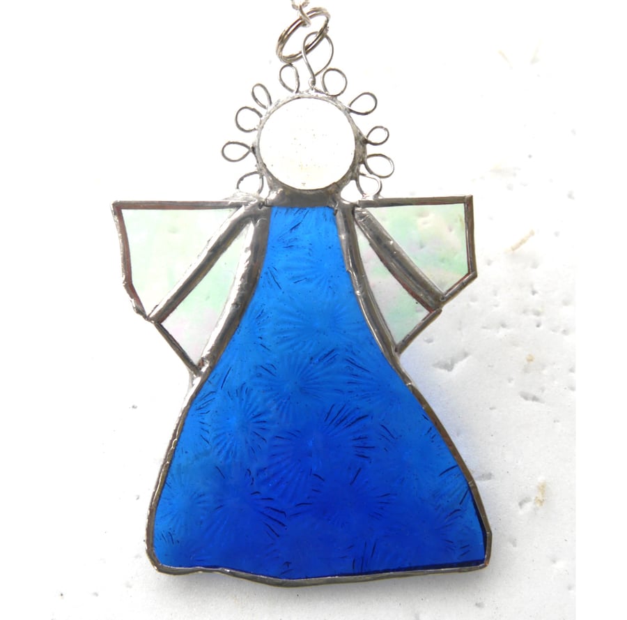 Angel Aqua Blue Stained Glass suncatcher Christmas decoration