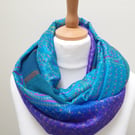 Sari silk and tweed double sided infinity scarf - snood. super soft