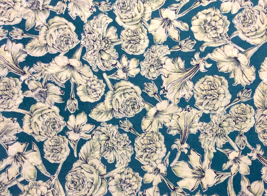 Liberty Fabric 10" Square : SHEREE Green White Floral