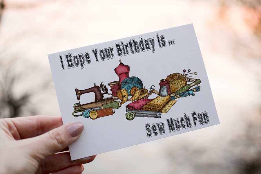 Sew Much Fun Birthday Card, Sewing Birthday Card, Personalized Sewing Card