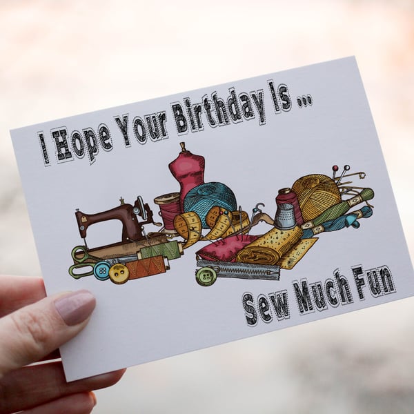 Sew Much Fun Birthday Card, Sewing Birthday Card, Personalized Sewing Card