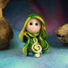 Spring Sale ... Tiny Musical Gnome 'Jul' OOAK Sculpt by Ann Galvin