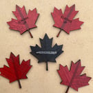 Canadian leaf shaped badge