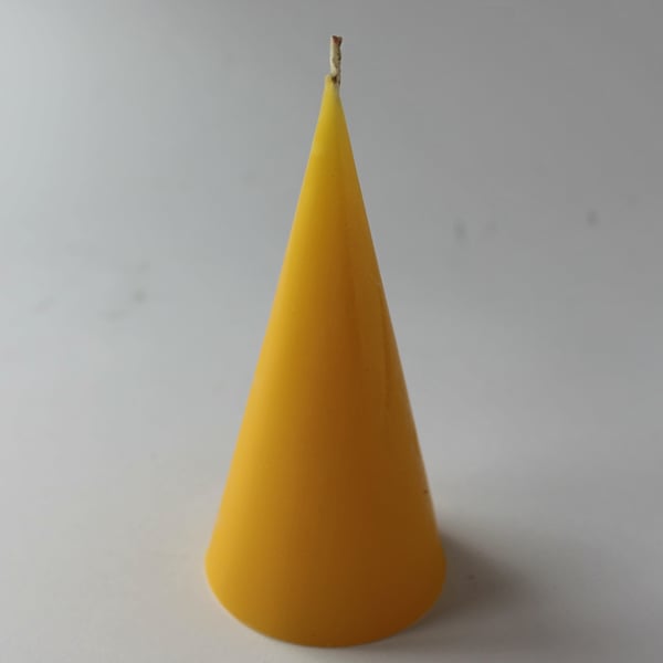 Beeswax candle – small cone, handmade in mid Wales from organic beeswax