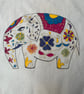 Hand painted tote with colourful floral elephant design  - Image 2