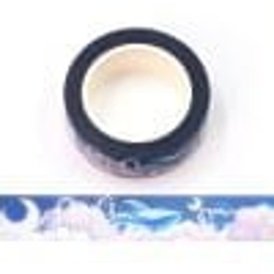 Dream Whale Silver Holographic Washi Tape 15mm x 10 Meters Eco Friendly Bullet J
