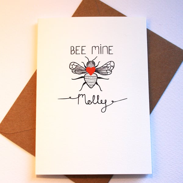 Bee mine personalised valentines card