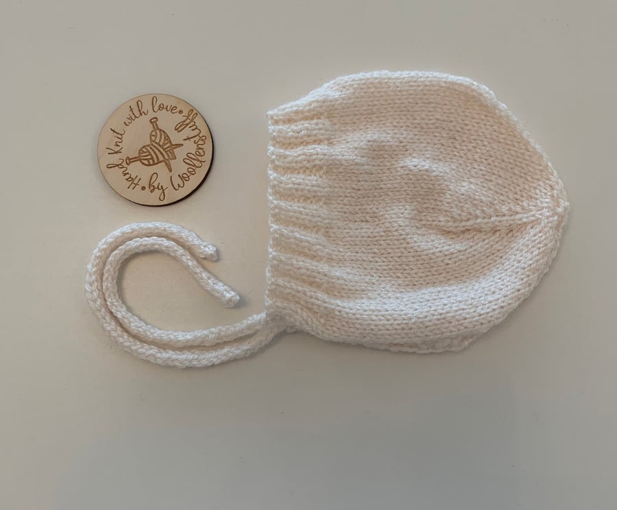 Made To Order Handknitted Ember Baby Bonnet 6 sizes. Any colour.