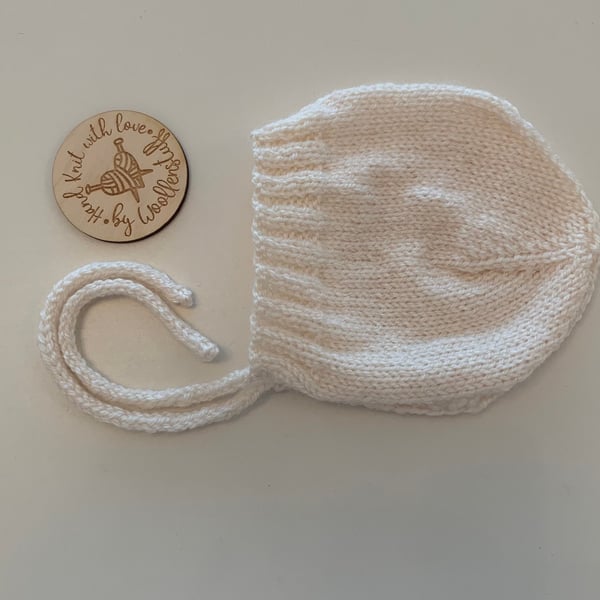 Made To Order Handknitted Ember Baby Bonnet 6 sizes. Any colour.