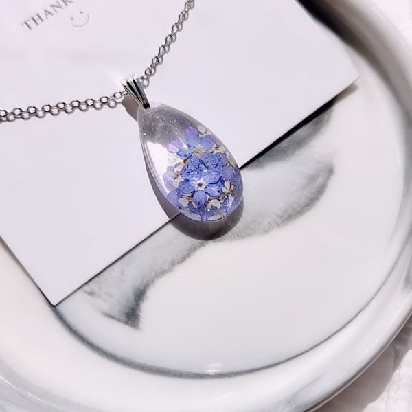 Pressed Forget-me-not Necklace