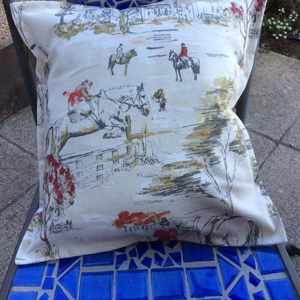Equestrian. Horse cushion cover. Burghley fabric for 18” infill. 