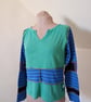 Green patchwork top with long sleeves 