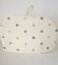 Tea Cosy For A Small Stump Teapot Blue Brown Polka Dots Duck Egg Spots