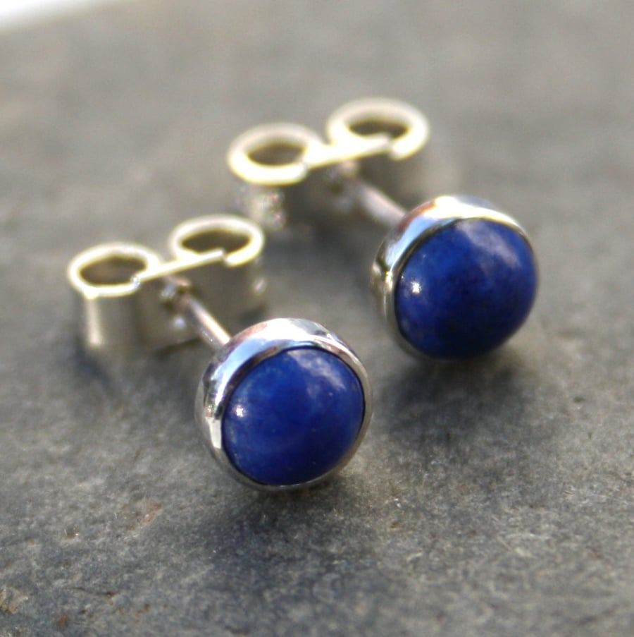 Lapis Lazuli stud earrings sterling silver