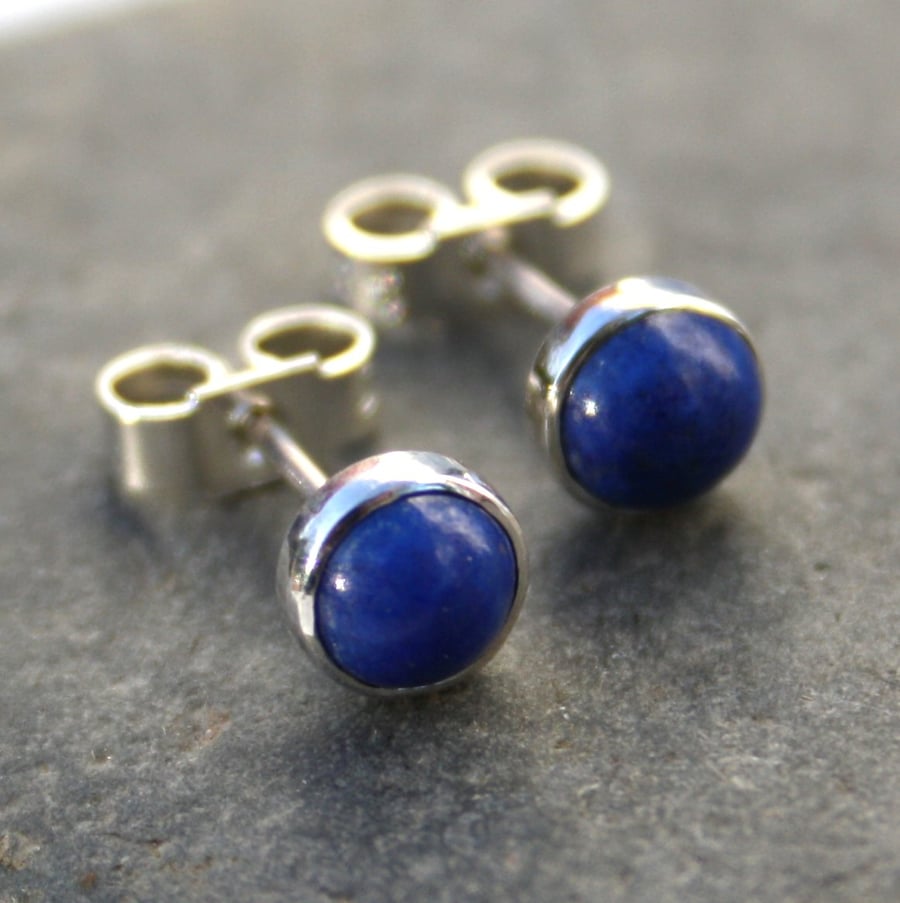 •LUNA• lapis lazuli fangs + silver earrings
