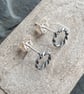 Small circle studs, Front facing hoops, Oxidised sterling silver - Image 4
