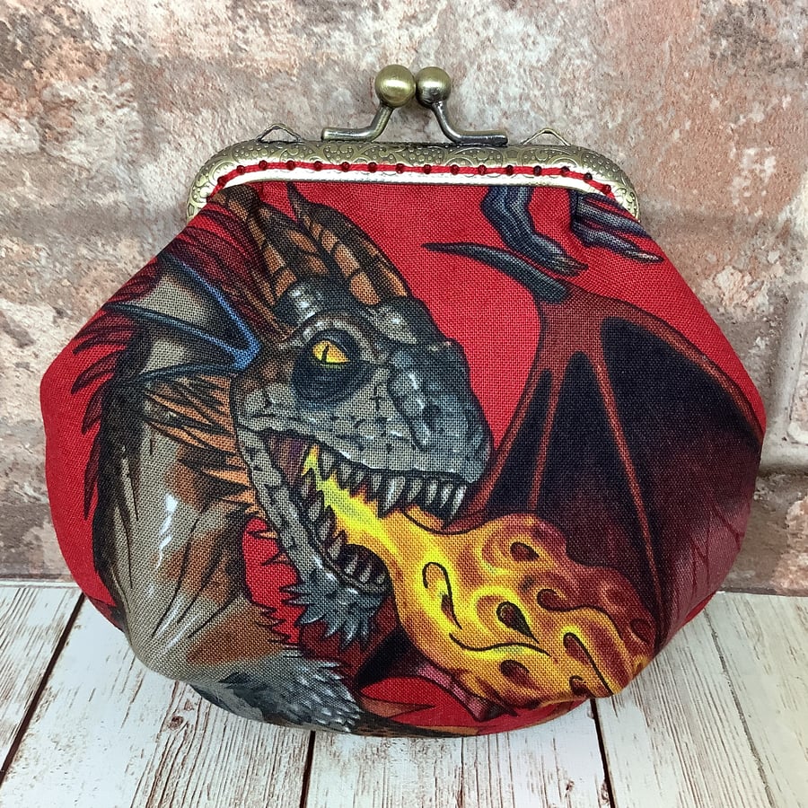 Gothic Dragons frame coin purse with kiss clasp