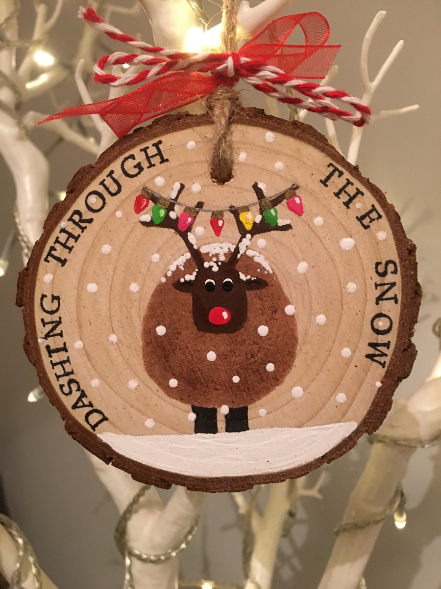 Hand painted wood slice decoration