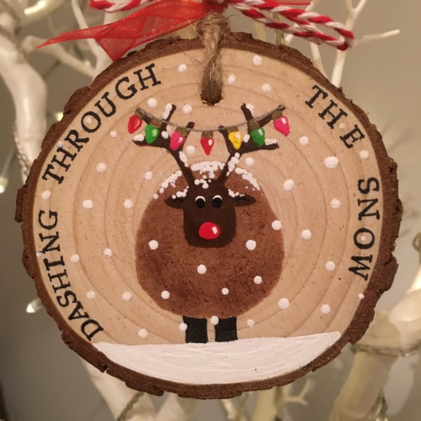 Hand painted wood slice decoration