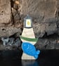 Handmade Wooden Lighthouse & Seagull Ornament - Coastal Shelf Decoration - Maple