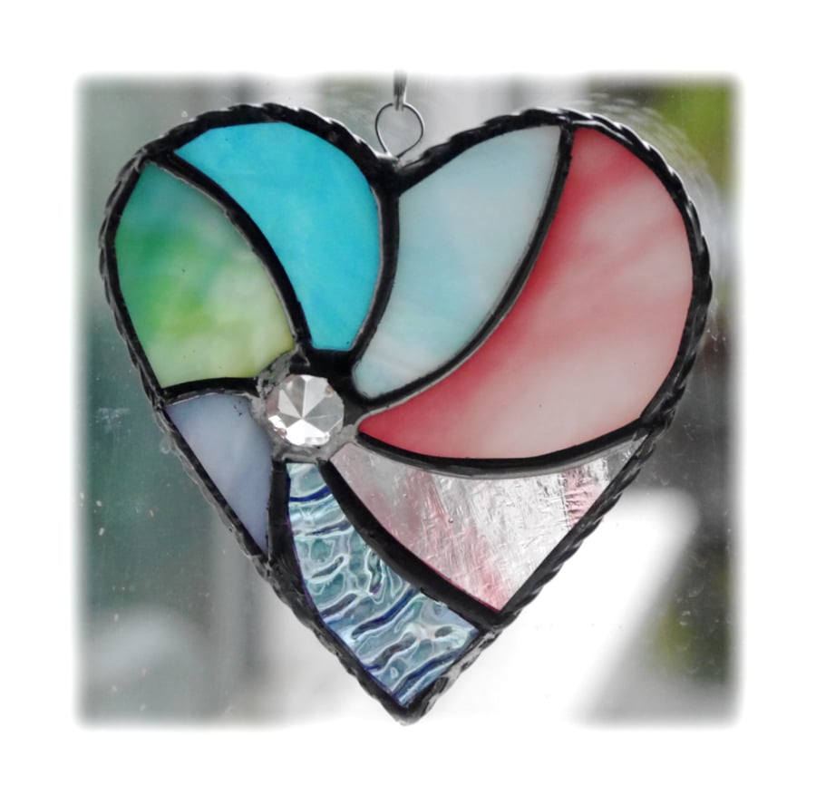 Pastel Swirl Heart Stained Glass Suncatcher 034