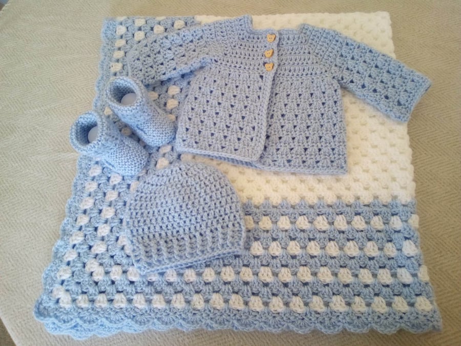 Crochet baby blanket set on sale